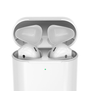 技光（JEARLAKON）苹果蓝牙耳机1/2代金属防尘贴airPods无线保护贴纸个性AirPods防尘贴纸银色