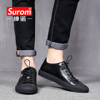 绅诺（SUROM）男士低帮休闲时尚舒适休闲鞋 SN-2007 黑色 43
