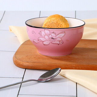 敏杨 餐具陶瓷碗饭碗面汤碗日式碗具套装2只装6英寸粉色马卡龙釉