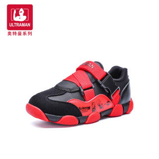 奥特曼童鞋 新款防滑男童运动鞋 A10131 黑红 33码