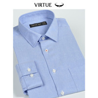 Virtue富绅肌理长袖衬衫舒适长袖商务休闲衬衫男CE202LF浅蓝纹 42