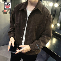 AEMAPE/美国苹果 夹克男士休闲外套青年韩版修身薄款外套商务休闲男装 咖啡色 L