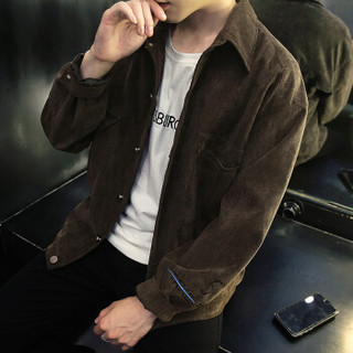 AEMAPE/美国苹果 夹克男士休闲外套青年韩版修身薄款外套商务休闲男装 咖啡色 L