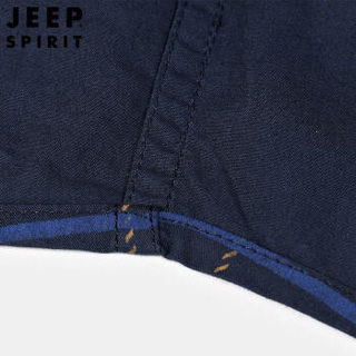 吉普 JEEP 男士长袖格子衬衫新款青年时尚商务休闲上衣 RSC006 蓝色 2XL