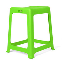 茶花 塑料凳子家用椅子加厚型弧形条纹板凳46.6cm高方凳 绿色 0838