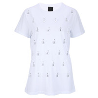 PINKO 女士棉质白色定珠短袖T恤 1B12ZU Y4FQ Z04 M