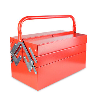 谋福（CNMF）8566 三层金属工具箱 手提工具箱 车载收纳箱 电工维修零件盒（红色 工具箱）