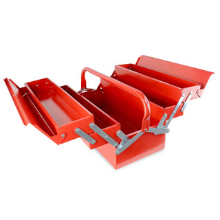 谋福（CNMF）8566 三层金属工具箱 手提工具箱 车载收纳箱 电工维修零件盒（红色 工具箱）