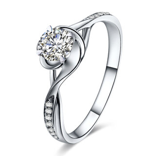 鸣钻国际 告白zsj1 白18k金钻戒 钻石戒指结婚求婚女戒 情侣对戒女款