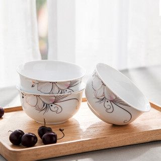 瓷魂 韩式创意家用陶瓷器餐具米饭碗4.5英寸金钟碗套装6只装 秋芙