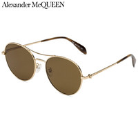 亚历山大·麦昆Alexander McQueen eyewear太阳镜男女款 国际版圆框墨镜 AM0174S-003 金色镜框棕色镜片 57mm