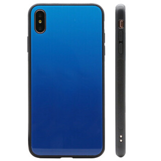 伟吉iPhoneXS MAX 玻璃后盖手机壳（钢化玻璃后盖+TPU软边）防摔全包新款硬壳 蓝色 适用于苹果XS MAX