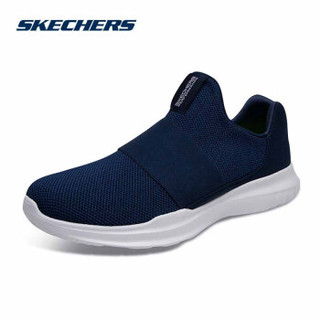 斯凯奇（Skechers）休闲鞋 男款时尚一脚套 透气网布54361/NVW 海军蓝色/白色 42.5