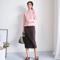 Halo Queen2018秋季新款保暖百搭休闲立领韩版针织衫A2718801 粉色 均码