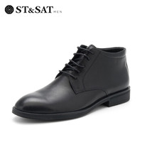 星期六男鞋（ST&SAT） 头层牛皮革商务正装短靴 SS84125580 黑色 38