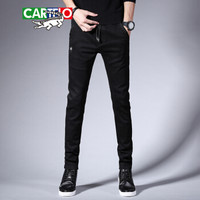 卡帝乐鳄鱼（CARTELO）牛仔裤  男士时尚潮流休闲纯色牛仔长裤A329-369黑色29