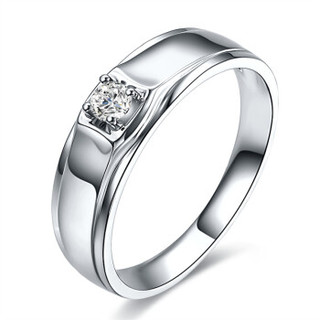 鸣钻国际 注定 白18k金钻戒 钻石戒指结婚订婚男戒 情侣对戒男款