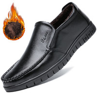 波图蕾斯(Poitulas)加绒保暖商务休闲正装皮鞋男士一脚蹬 720 黑色(加绒) 39