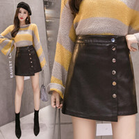 AUDDE 2019春季新款女装新品半身裙女时尚韩版修身显瘦半身裙皮裙A字裙包臀短裙 zx5562-1897 黑色 L