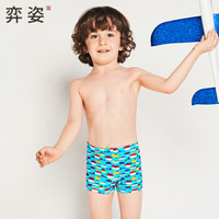 弈姿儿童泳衣 男童泳裤 宝宝温泉游泳裤 小中童平角短裤 EZI18B020 蓝底印花 90cm