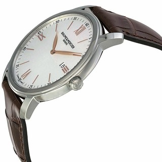 BAUME & MERCIER 名士 Classima系列 MOA08462 男士石英手表 42mm 白盘 棕色皮革带 圆形