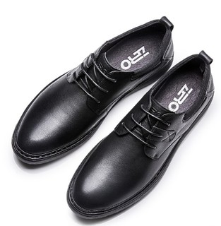 零度(ZERO)男士柔软舒适英伦潮流头层牛皮日常休闲鞋子 R83701 系带黑色 44