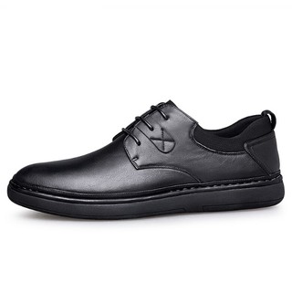 零度(ZERO)男士柔软舒适英伦潮流头层牛皮日常休闲鞋子 R83701 系带黑色 44