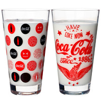 土耳其进口玻璃杯果汁牛奶杯CocaCola可乐杯啤酒杯子创意印花水杯