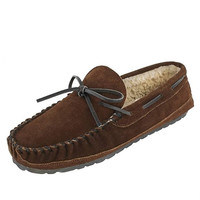 MINNETONKA 迷你唐卡 Casey Slipper 男款带绒软皮鞋