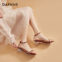 DAPHNE 达芙妮  202003017JJ 女士一字扣铆钉透明凉鞋 3色可选