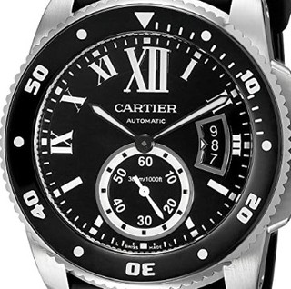 Cartier 卡地亚 Calibre DE CARTIER卡历博系列 W7100056 男士自动机械手表 42mm 黑盘 黑色橡胶带 圆形