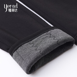 娅丽达 YERAD 2018冬季新款加绒羊毛裤黑色宽松显瘦保暖休闲直筒长裤H4763 黑色 28