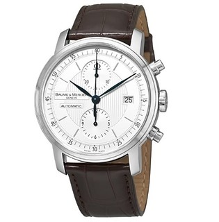 BAUME & MERCIER 名士 Classima系列 MOA08692 男士机械手表 42mm 白盘 棕色皮革表带 圆形