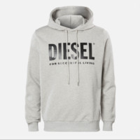 DIESEL 迪赛 Division 男士logo印花款连帽卫衣