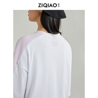ZIQIAO 自巧 氮气紫简约拼接T恤