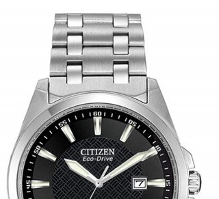 CITIZEN 西铁城 BM7100-59E 男士光动能手表 41mm 黑盘 银色精钢带 圆形