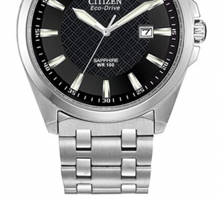 CITIZEN 西铁城 BM7100-59E 男士光动能手表 41mm 黑盘 银色精钢带 圆形