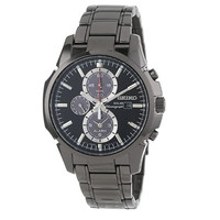 SEIKO 精工 CHRONOGRAPH系列 SSC095 男士太阳能手表 黑盘 PVD镀黑不锈钢表带 圆形