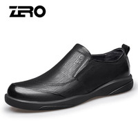 零度(ZERO)男士英伦头层牛皮大头户外工装百搭耐磨商务休闲皮鞋 Z91911 套脚黑色 43码