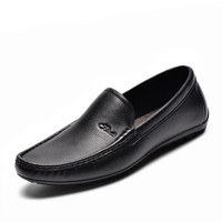 宾度（J.Benato）男鞋 商务休闲皮鞋时尚男士软底舒适套脚驾车鞋8N303 黑色 42