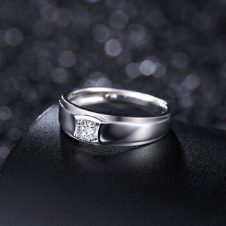 鸣钻国际 钻戒男 钻石戒指结婚求婚钻石戒指男戒活口可调节 s925银约9分