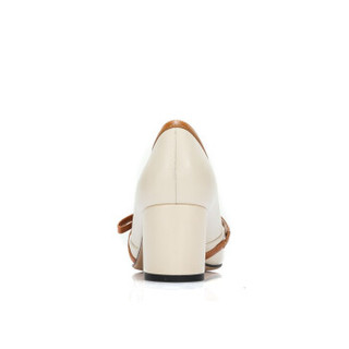 骆驼（CAMEL） 女士  优雅高挑蝴蝶结扣带尖头单鞋 A91901627 杏/棕 40