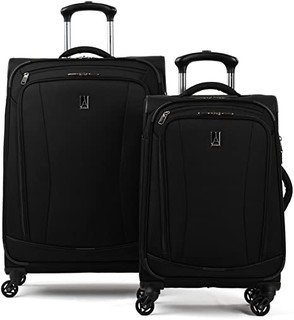 Travelpro TourGo 20 英寸和 25 英寸软边拉杆行李箱套装，黑色