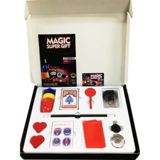 魔术道具套装大礼包魔术8000红礼盒扑克纸牌儿童益智玩具大礼盒小学生初学者7-14岁生日纪念日礼物LH01