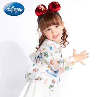 迪士尼 Disney 自营童装女童针织外套皮肤衣防晒防蚊服2019春夏新款 DA926556E01 小白格趣味米妮印花 120