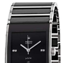 RADO 雷达 Integral精密陶瓷系列 R20853702 男士机械手表 27mm 黑盘 PVD镀黑不锈钢陶瓷 方形