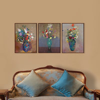 艺术家的礼物 -雷东花卉名作复刻版画-绿色花瓶 小号实木框 45x60cm