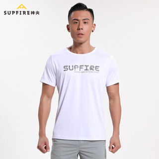 神火 supfire T恤 男 19年春夏新款时尚印花弹力透气快干圆领户外短袖 Y020016 白色 M