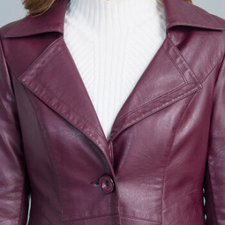 商品欧偲麦 皮衣女士皮夹克女pu皮风衣皮外套女中长款2019春秋季新款