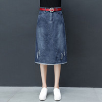 BANDALY 2019夏季新品女装半身牛仔裙中长款a字一步裙高腰包臀裙 HZDF111-628 蓝色 26